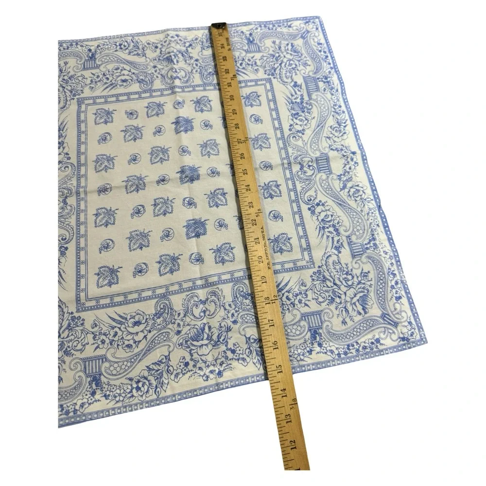 Frog Blue White Cotton Napkins Set of 2 Floral‎ Paisley Toile 20x20 Square